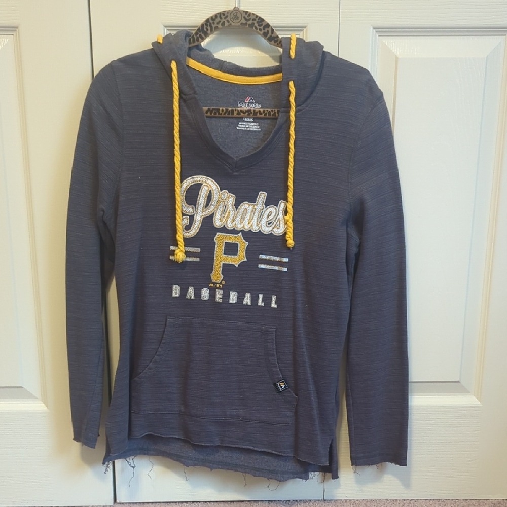 Majestic Pirates Womens Hoodie - Dark Gray and Yellow